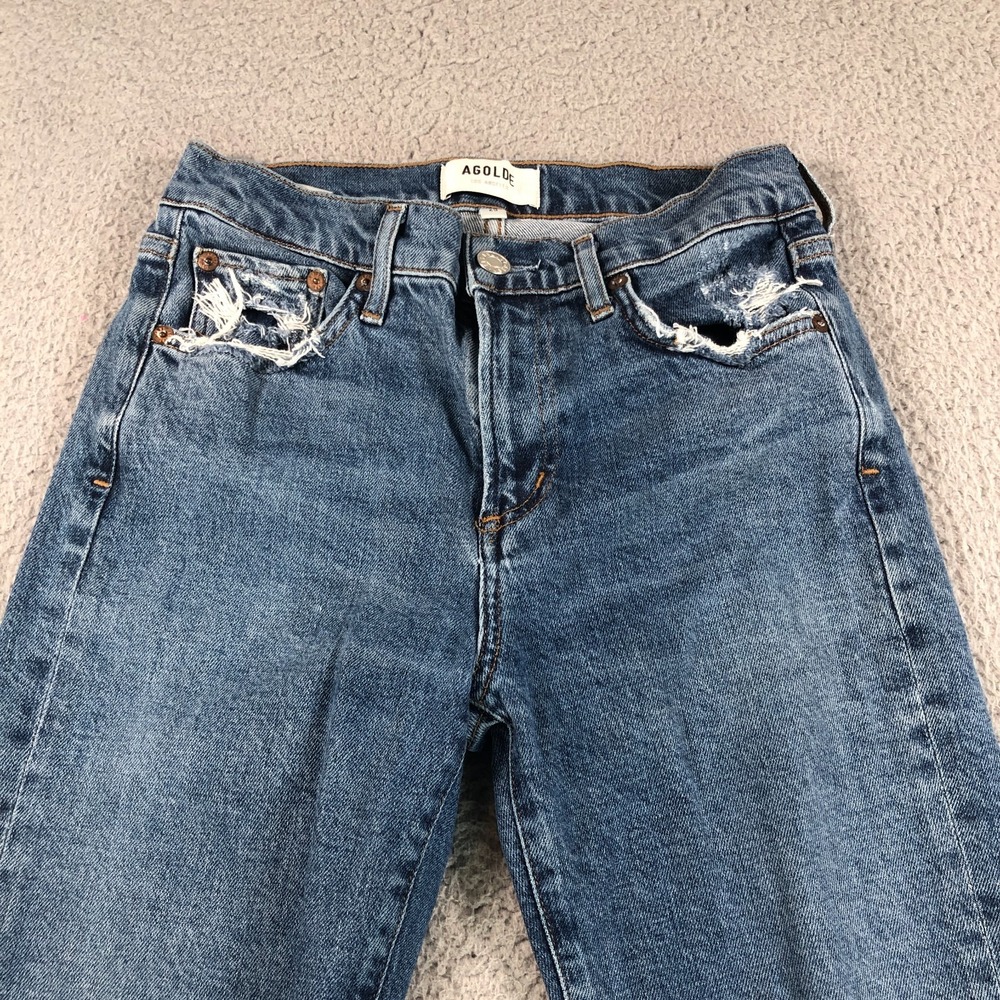 Agolde Jeans Womens 25 Blue Toni‎ Slim In Stratosphere Distressed Straight